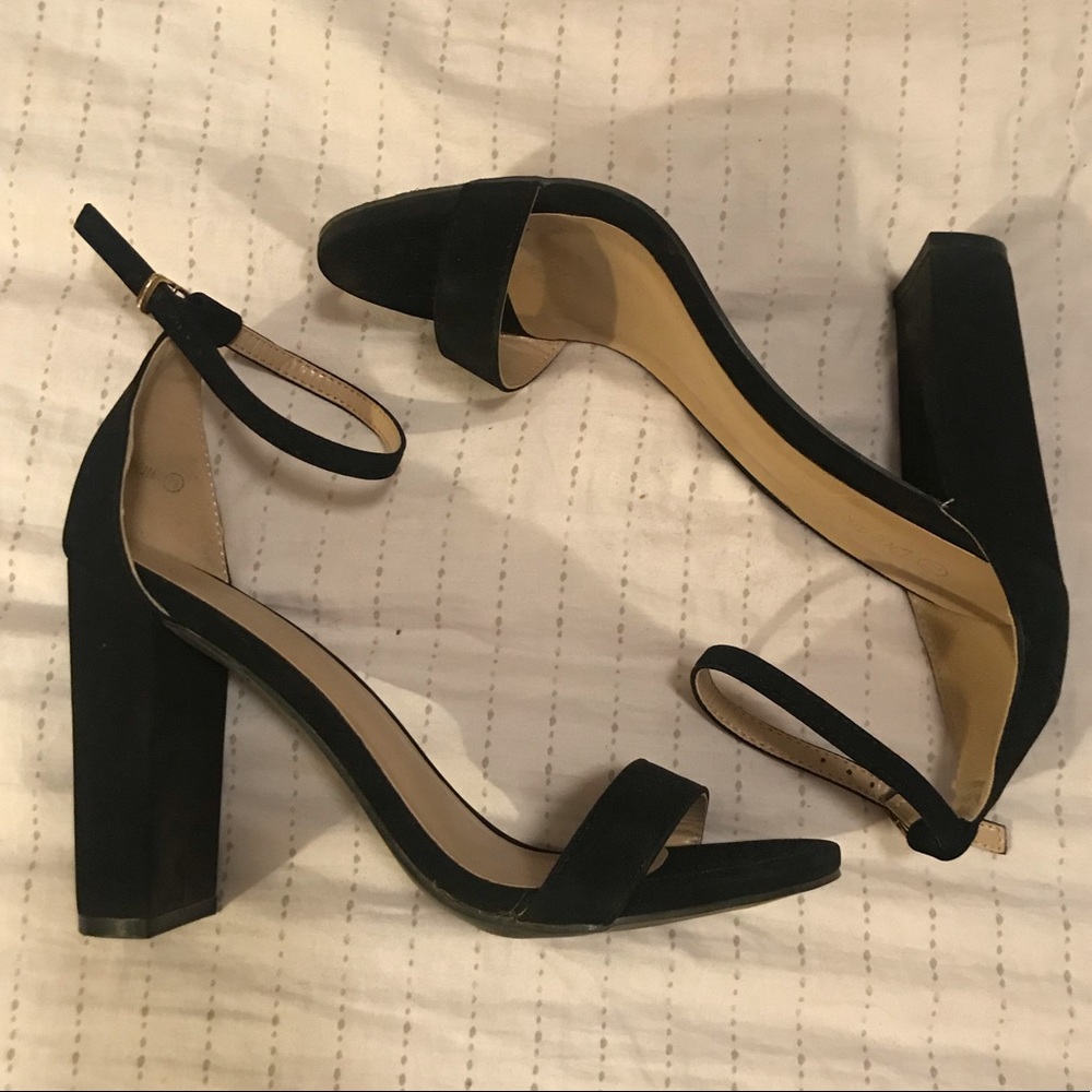 Black ankle strap heels